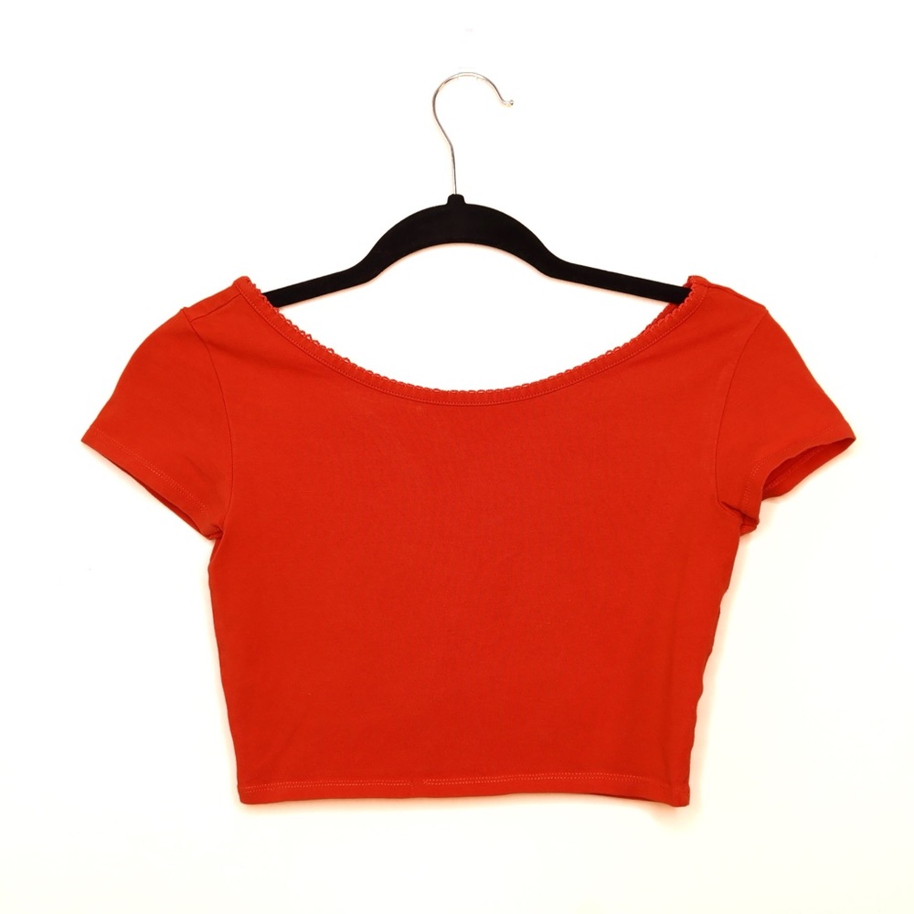 Forever 21 Orange Cropped Tee
